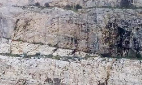 The Jurassic hardground of Maranfusa quarry, a faulted shallow water carbonate overlies by deep water limestones.